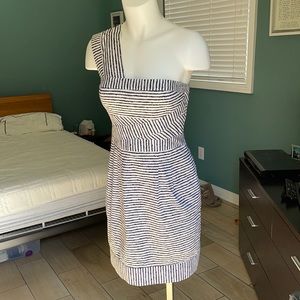 BCBG Max Azria Navy and White Striped Dress, Size P